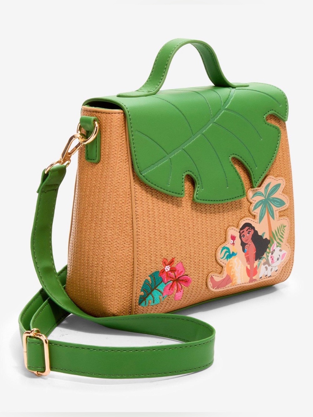 New Her Universe Disney Moana Rattan Leaf Crossbody Bag With Charm - Picture 2 of 6